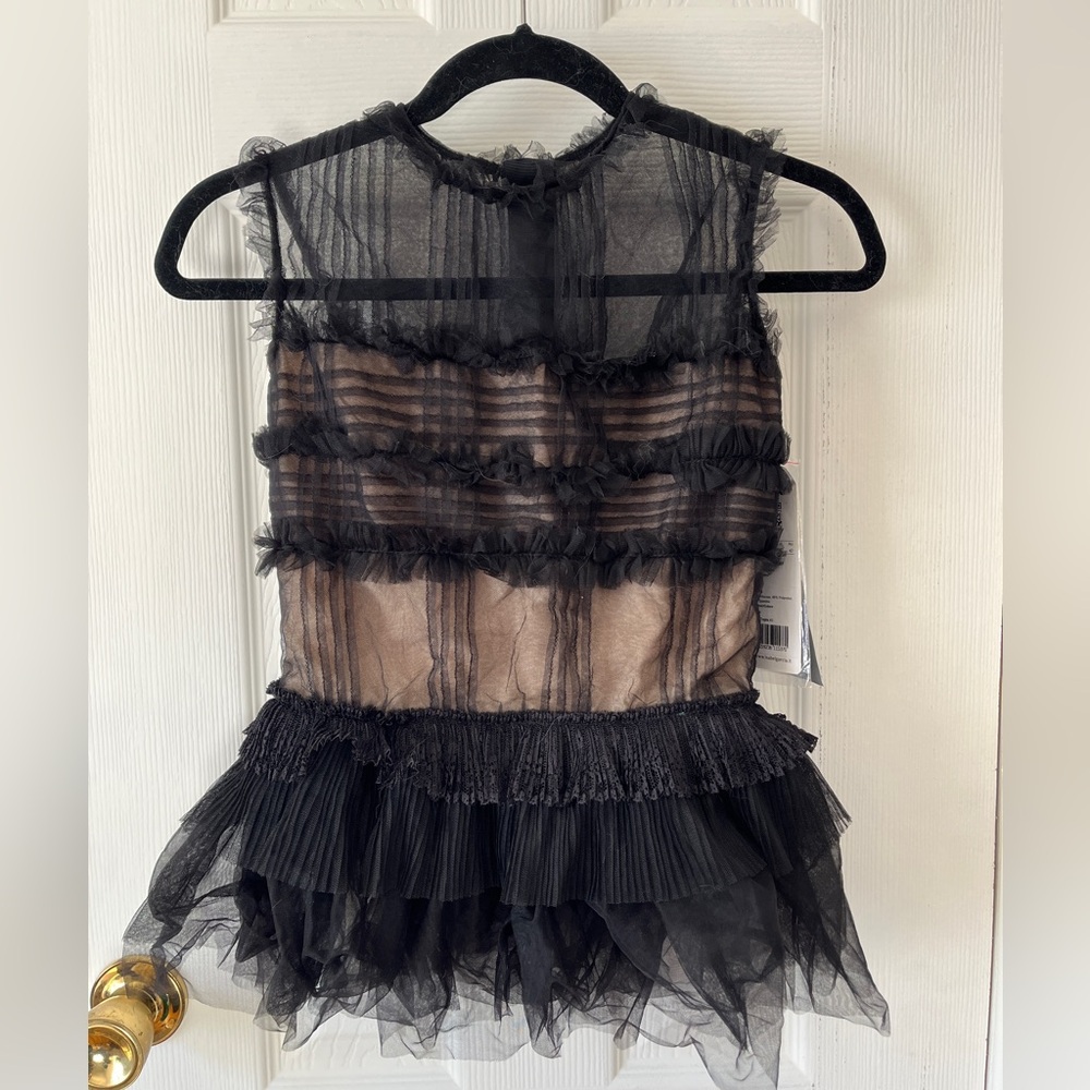 Black Sheer Ruffled Top